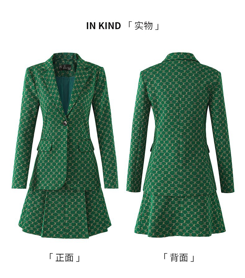 Picture of Cross-border Green Suit Pleated Skirt suit Women's Autumn New Autumn Coat Women's Elegant High-end JK Small Suit