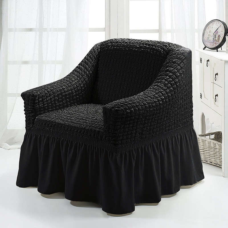 Picture of American Single Sofa Cover All-Inclusive Pure Color Stretch Fabric Sofa Cover Lace Decoration Simple Modern Universal for All Seasons