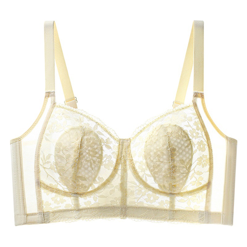 Summer Ultra-thin Large Chest Small Lace Underwear Women's Thin Rabbit Ears No Steel Ring Thin Anti-sagging Bra