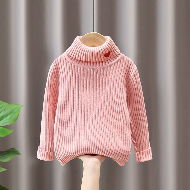 [In stock] girls' turtleneck sweater bottoming shirt love autumn and winter western style children's sweater winter clothes baby inner wear