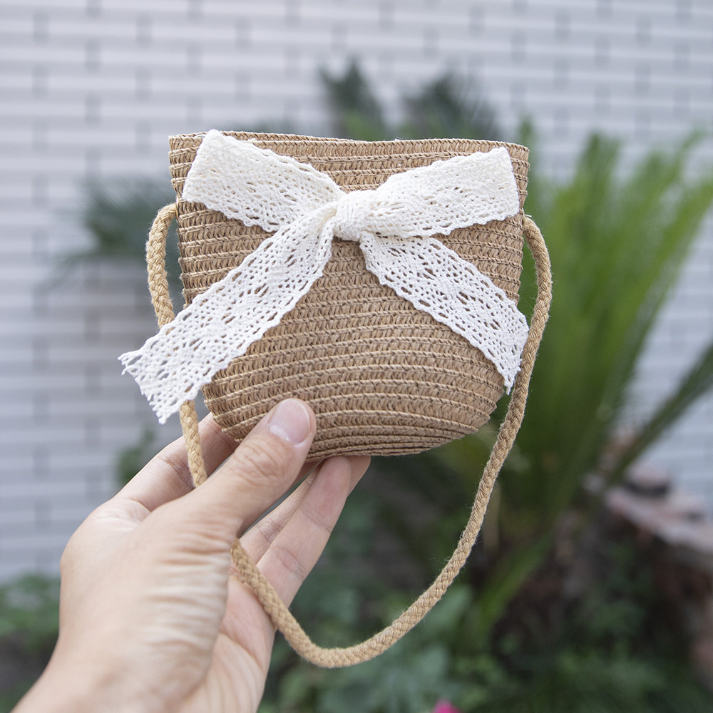 Picture of Children's Sunscreen Hat Summer Girl's Sunshade Straw Hat Bag suit Girl Baby Girl Western-style Lace Princess Beach Hat