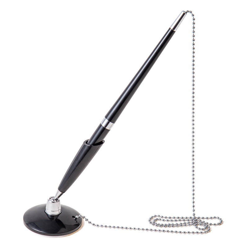In stock plastic table pen wholesale bank hotel desktop pasting fixed chain signature pen advertising ballpoint pen