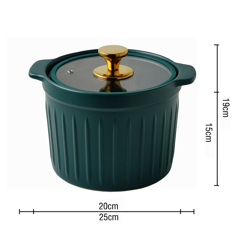 Picture of A generation of hair color glaze ceramic small casserole with glass lid light luxury simple high temperature resistant open flame home stew pot wholesale
