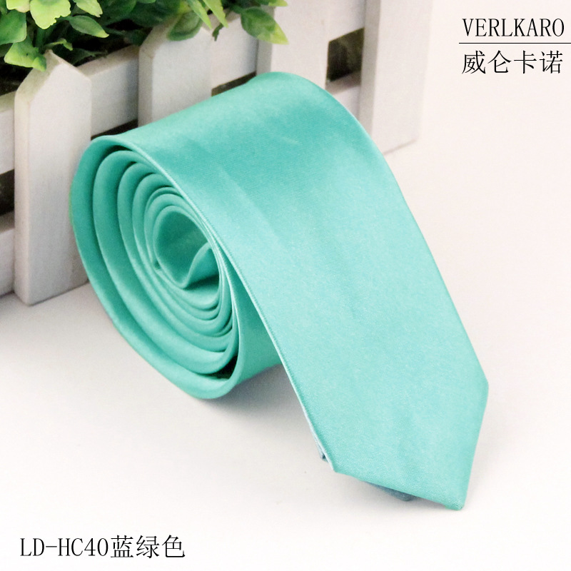 Picture of Leisure students 5cm solid color narrow version ins polyester silk business men's multi-color optional tie manufacturers in stock wholesale