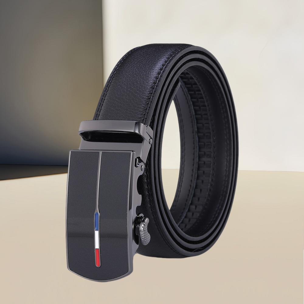 Belt Men's Wholesale High-End Genuine Leather Belt Boys' High-End Alloy Automatic Buckle Business Men's Cowhide Trouser Belt