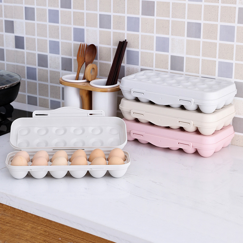Snap-On Egg Carton with Lid, Outdoor Portable Anti-Fall Plastic Egg Tray, Household Refrigerator Fresh-Keeping Storage Box Storage