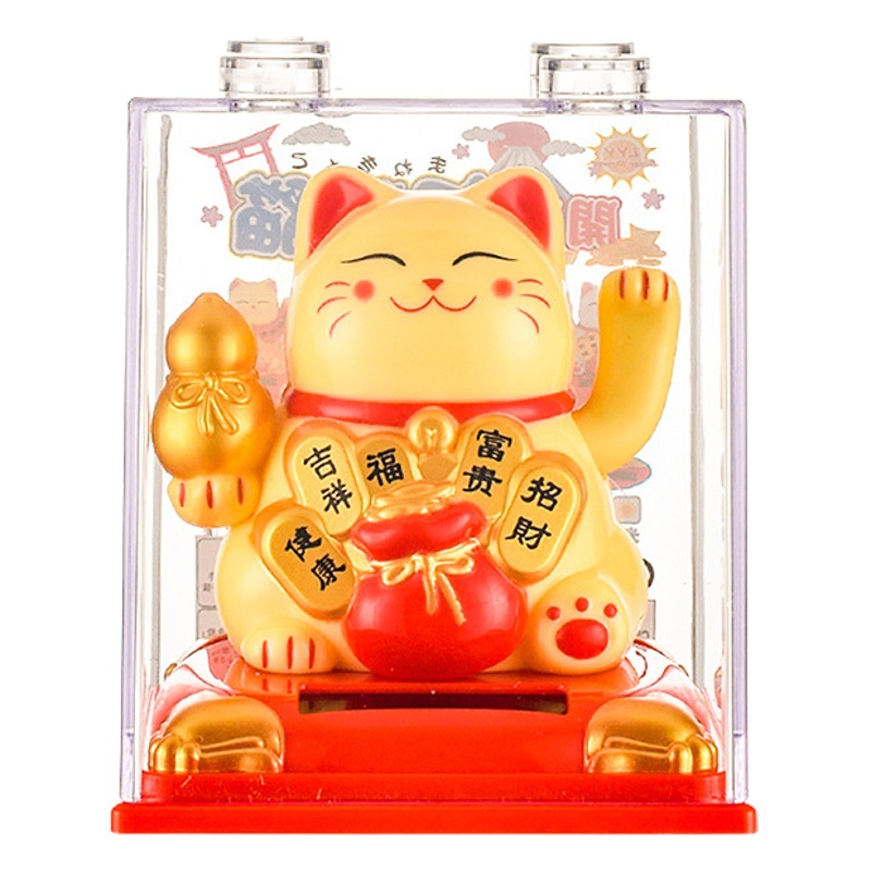 Picture of New lucky cat decoration wholesale solar automatic hand-shaking car decoration cake decoration creative gift cross-border