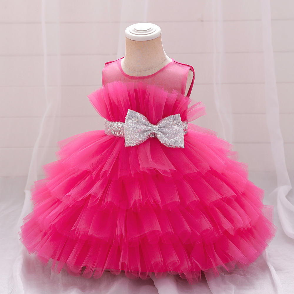Picture of Cross-border Europe and the United States New Baby Dress Baby One-year-old Puffy Cake Birthday Dress Children's Mesh Princess Dress