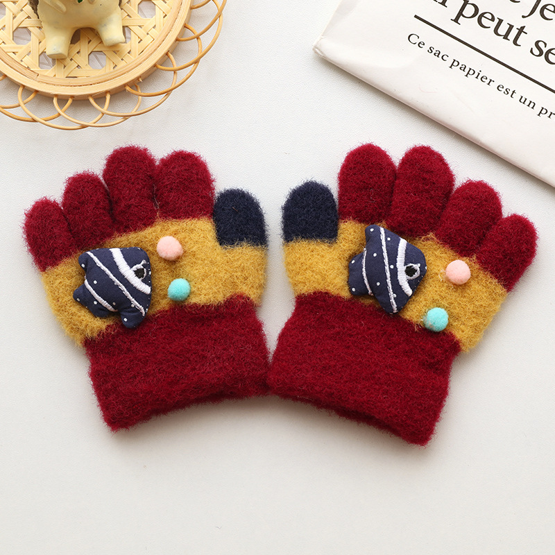 Picture of Children's Gloves Five Fingers Baby Autumn and Winter Cute Trendy Boys and Girls Students Thickened 1-3 Years Old 2 Warm Kids