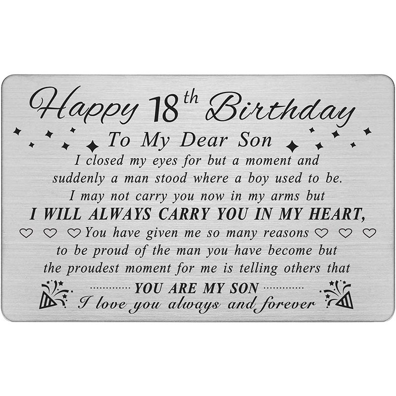 Picture of Cross Border Hot Selling Birthday Cards Gift for Son Personalized Creative Inspirational Stainless Steel Carved Wallet Card