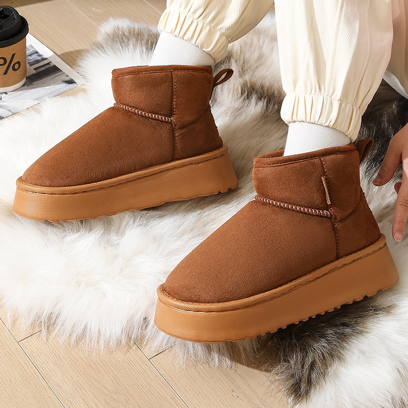Amazon's popular short snow boots women's winter 2025 new thick-soled versatile fleece thickened warm cotton shoes