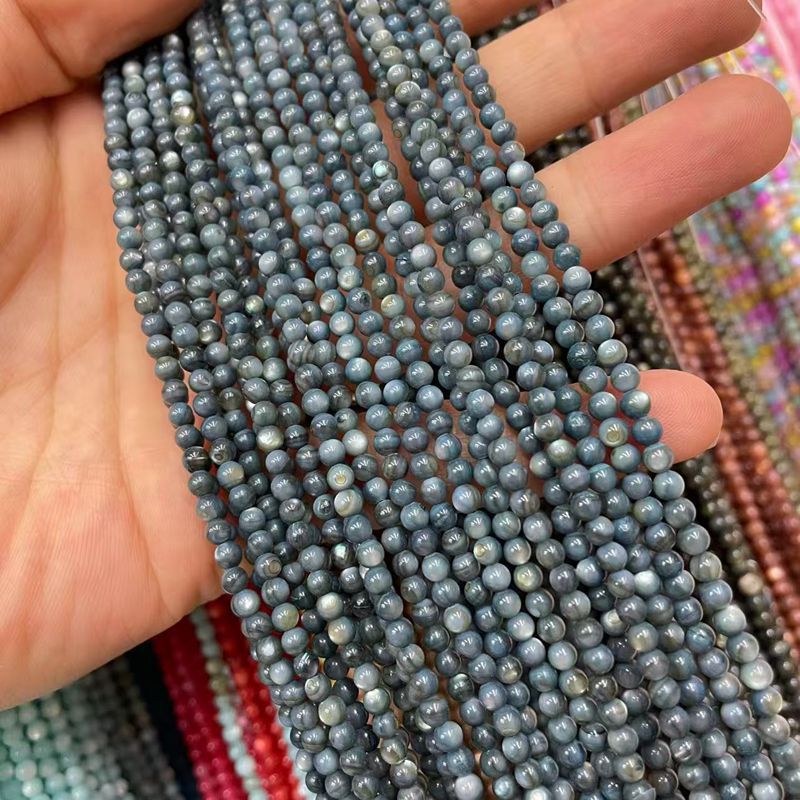 Picture of 3mm Natural Freshwater Shell Beads Round Beads Colorful DIY Jewelry Accessories Hairpin Shell Beads Bracelet Necklace Clavicle Chain Beads