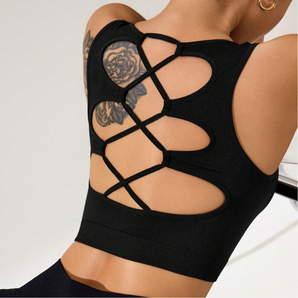 Cross-Border Fitness Black Back-Beautifying Yoga Running Tight-Fitting Quick-Dry Slim-Fit Women's Sports Yoga Tank Top