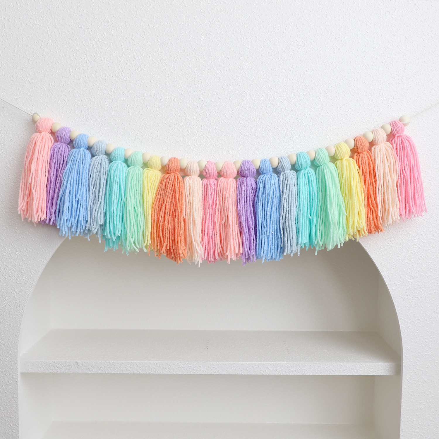 Picture of ins decorative Bohemian tassel banner handmade tassel garden, children's room decoration party banner
