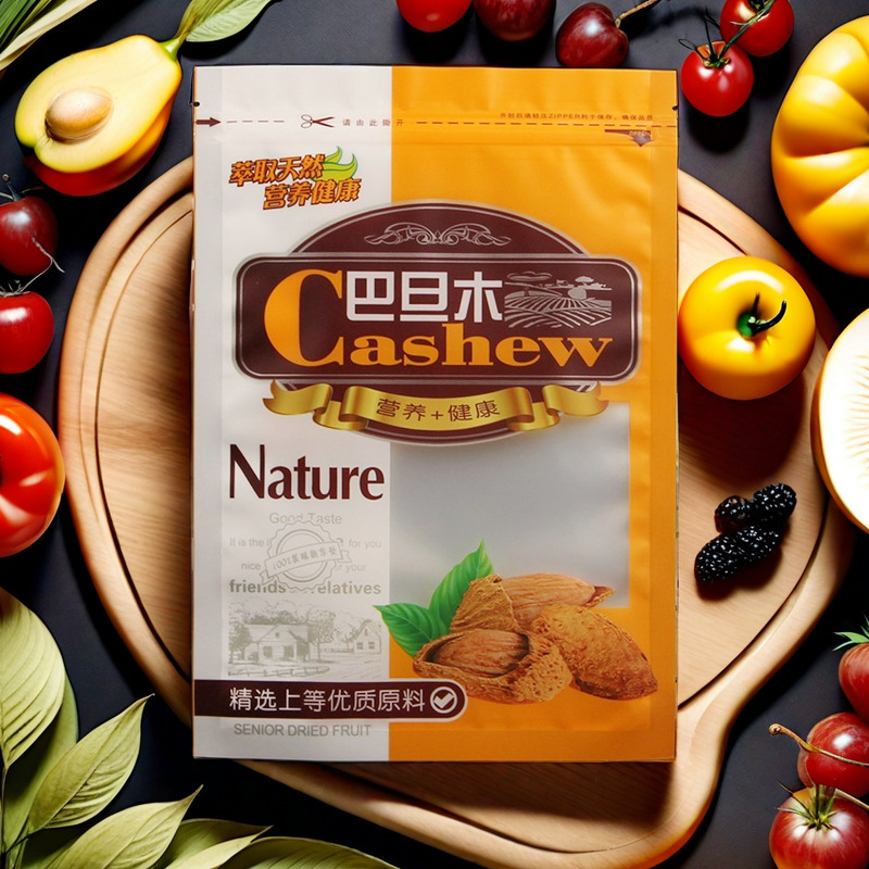 Almond packaging bag Almond self-sealing zipper aluminum foil transparent bag thickened plastic fried goods 500g 1kg