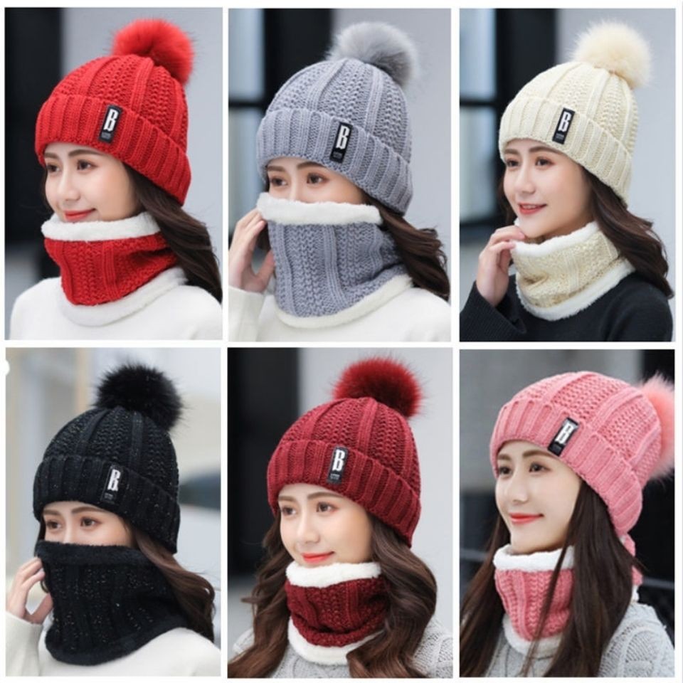 Picture of Hat Women's Autumn and Winter Velvet Thickeneded Korean Style Versatile Warm Cycling Women's Knitted Cold-Proof Hat Ear Protection Hat