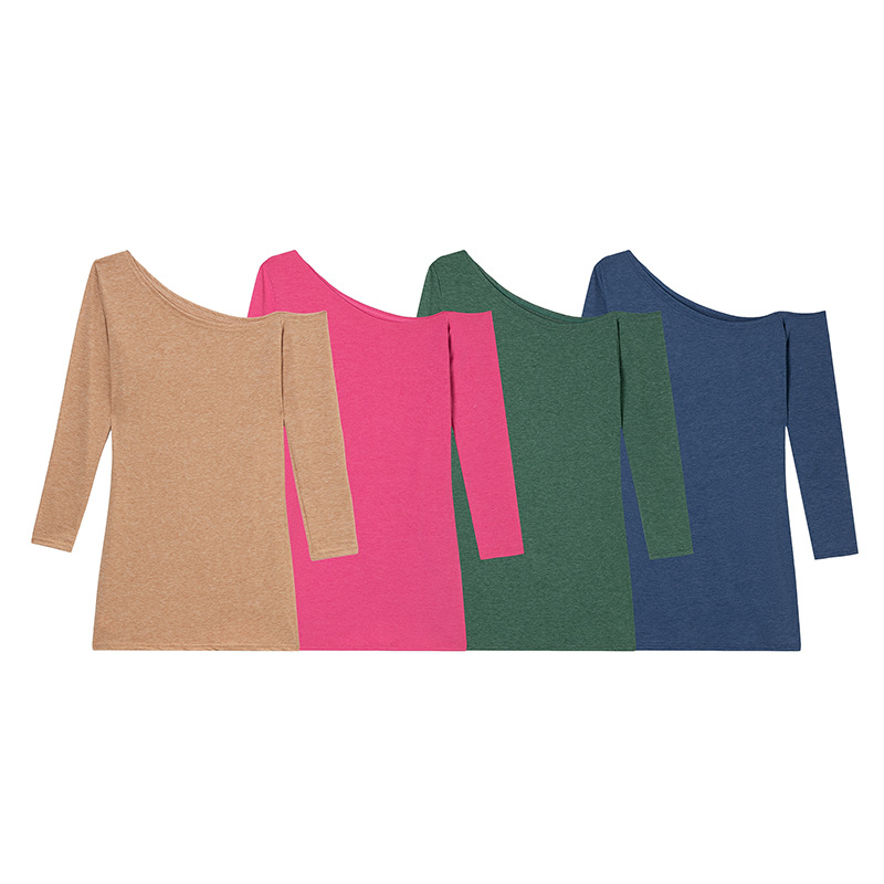 Picture of 2024 European and American Hot Selling Spring and Autumn New European and American Long Sleeve Loose Solid Color T-Shirt Casual dress Women's Clothing