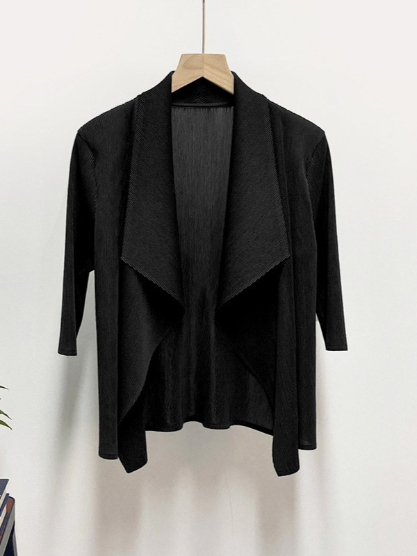 Miyake Texture Pleated Short Coat Women's Autumn New All-match Cardigan Top