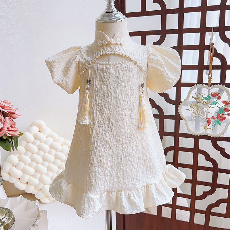 2025 Children's Clothing Girls Baby Cheongsam Skirt Dress Summer New Chinoiserie Little Girl Princess Dress