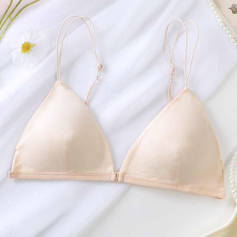 Picture of French Front Buckle Triangle Pure Cotton Tube Top Girl's Sexy Sports Small Sling Bra Beautiful Vest for Women