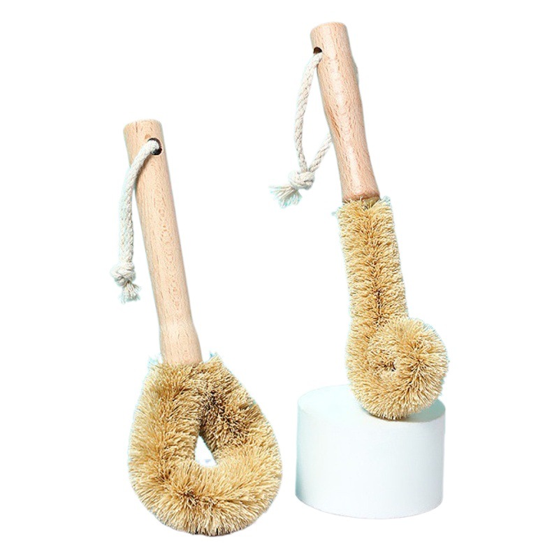 Japanese Wooden Handle Brown Brush Kitchen Cleaning Brush Household Brush Pot Washing Brush Dishwashing Brush Coconut Pot Brush