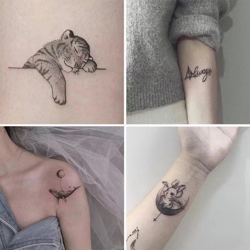 Dark Tiger ins fresh couple tattoo stickers waterproof male and female whale student personality anti-real stickers