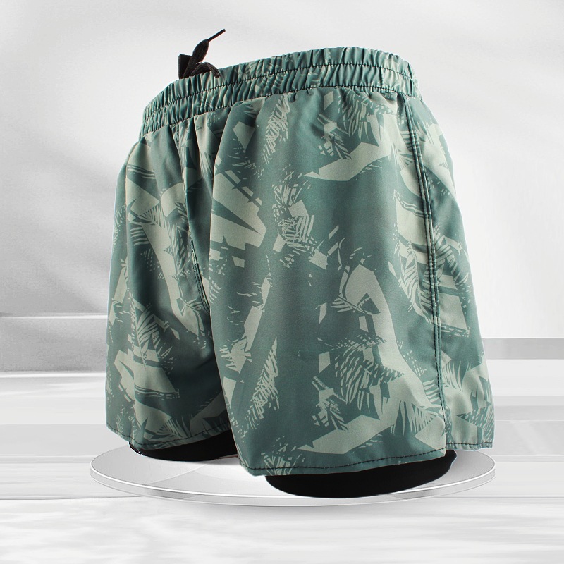 Men's Sports Shorts Summer Explosions Double-layer Quick-drying Swimming Trunks Anti-embarrassment Swimming Trunks Running Fitness Training Shorts