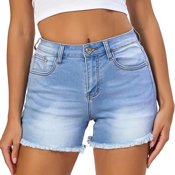 European and American ebay AliExpress 2025 summer new women's Denim shorts cotton spinning high elastic hot pants waist pants