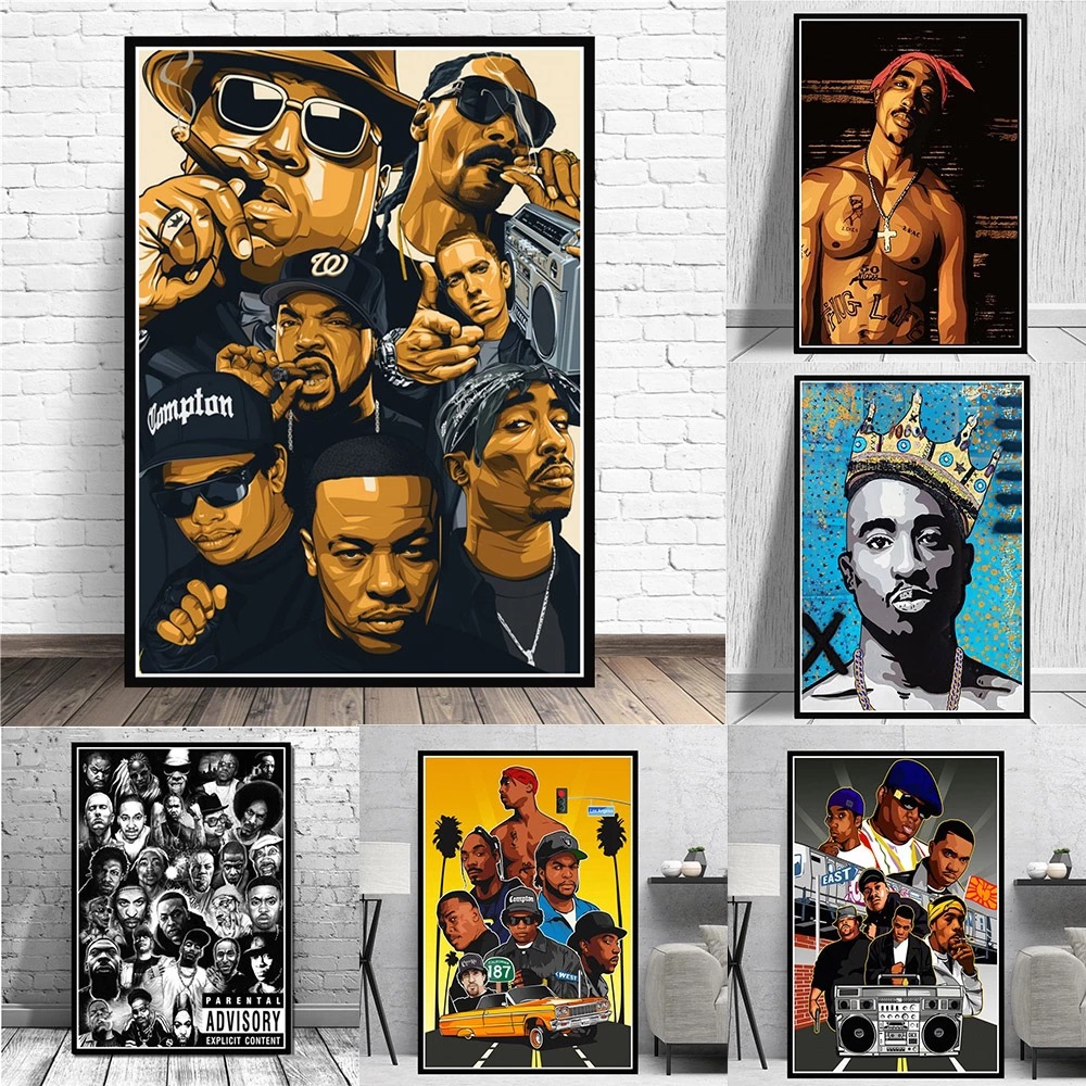 Hip-Hop Style Rapper Poster Modern Home Wall Decoration Frameless Canvas Hanging Painting Personalized Decoration