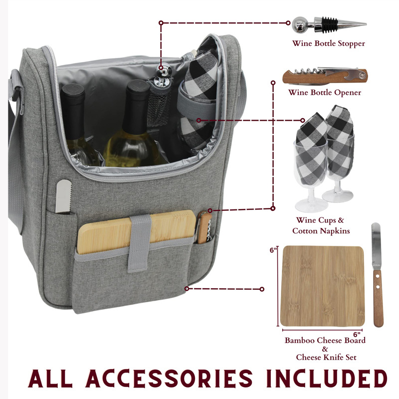 Picture of Cross-Border Classy Red Wine Handbag Two Bottles of Oxford Cloth Thickeneded Insulated Bag Gift Bag Single Shoulder Ice Bag Printed Logo
