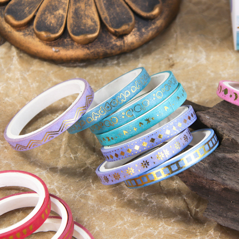 Picture of National tide color bronzing and paper tape 18 volumes of student hand account book collage decorative dividing line hand account tape set