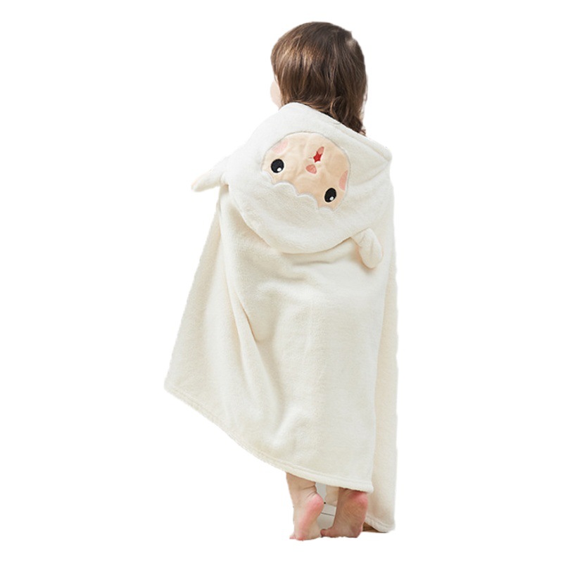 Hooded Bath Towel Coral Velvet Thickened Children's Cloak Baby Gift Blanket Absorbent Thickened Soft