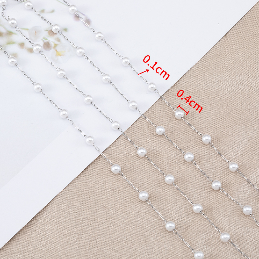 Picture of Stainless Steel Baroque Imitation Pearl Chain DIY Clothing Hanging Chain Bracelet Necklace Accessories Scattered Chain