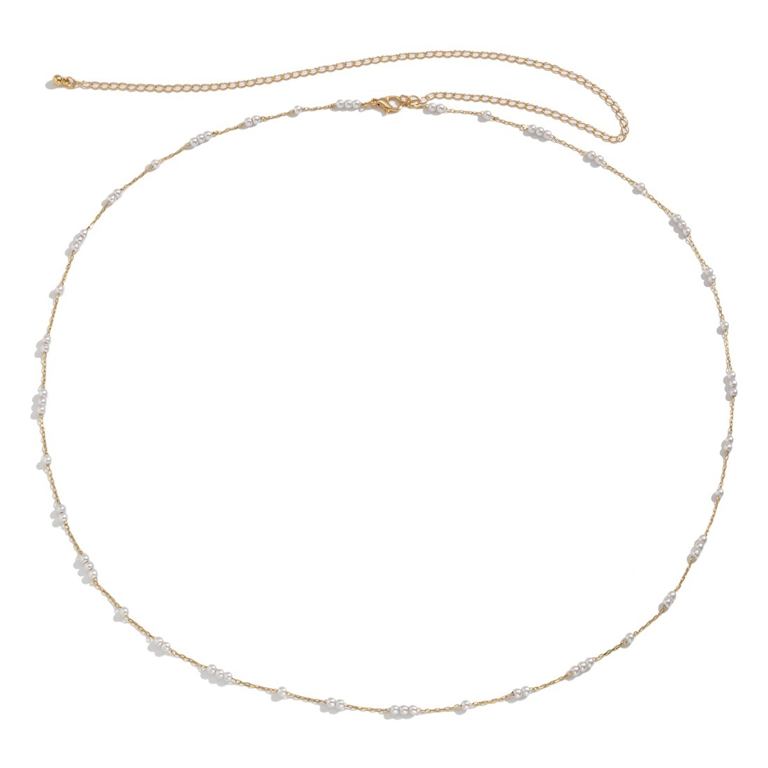 Retro Elegant Imitation Pearl Ball Chain Body Chain Women's European and American Simple Sexy Single Layer Metal Chain Waist Chain