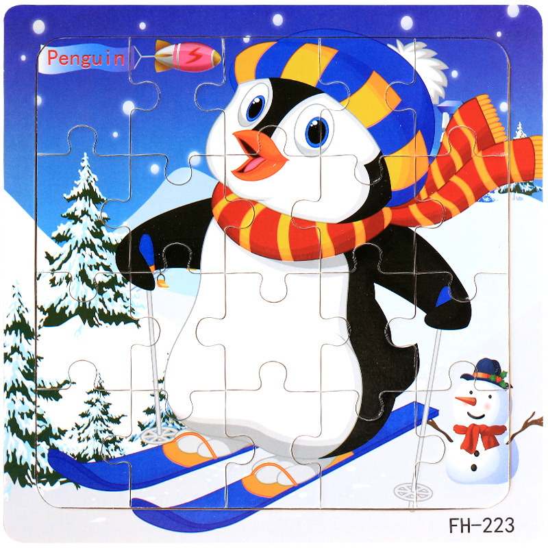 Picture of 20 Pieces of Wooden Kidsren's Intellectual Toys, Wooden Puzzles, Cartoon Animals, Street Stall Toys, Factory Direct Supply