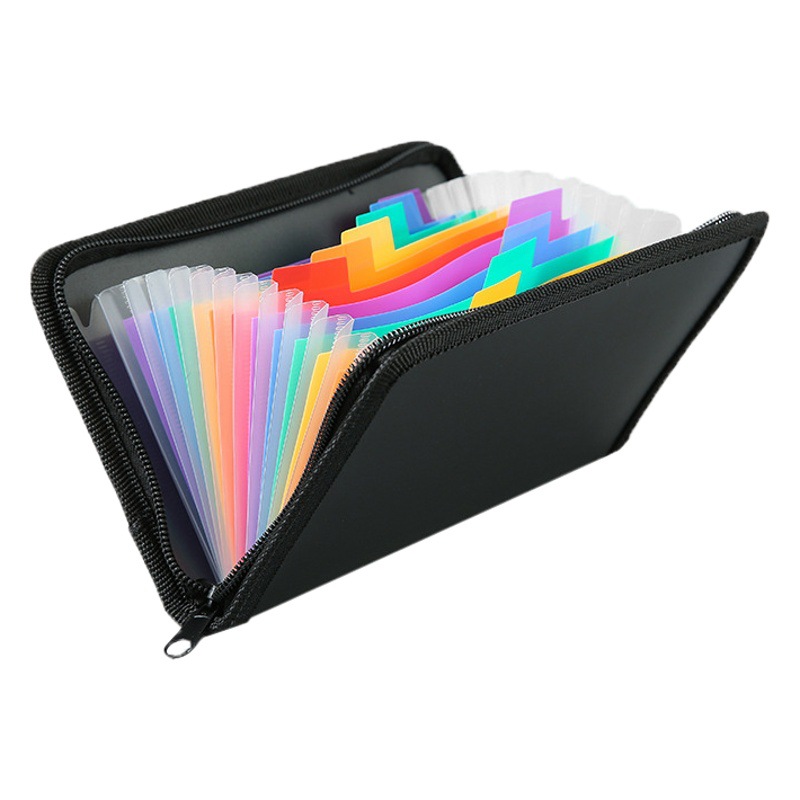 Cross-border zipper bill bag rainbow organ bag A6 mini 13-grid bill business card storage book pp portable storage bag