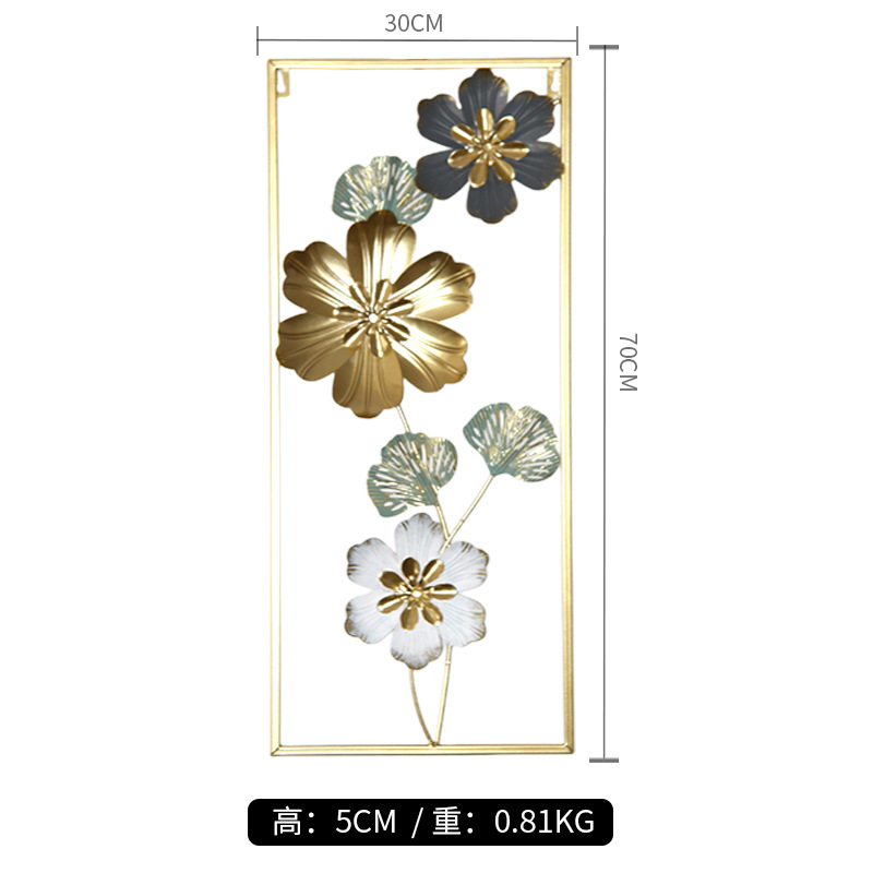 Picture of New Chinese Style Light Luxury Iron Wall Hanging Hand-painted Flower Wall Decorative Pendant for Porch Bedroom Living Room Sofa Background Wall