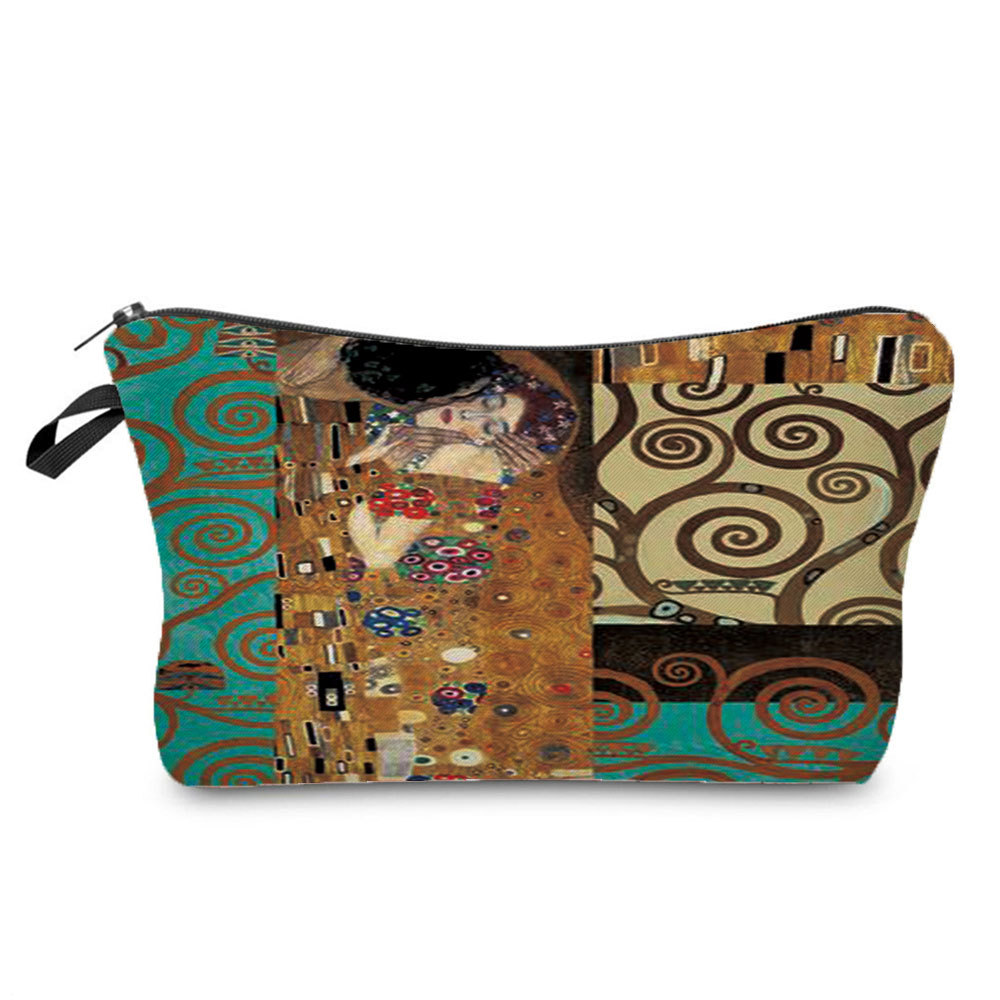 Picture of Personalized fashion cosmetics storage bag new goods wholesale golden oil painting printing cosmetic bag large capacity wash women's bag