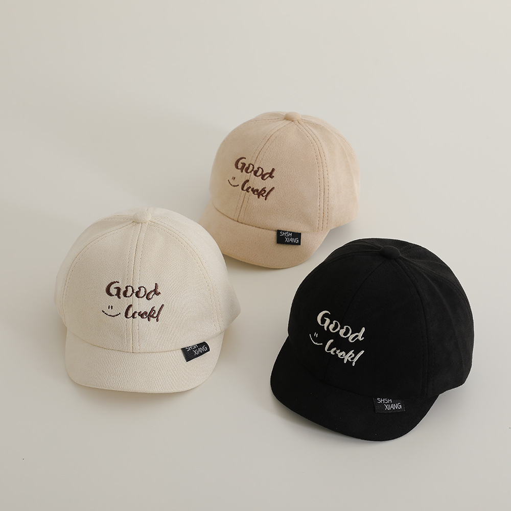 GOOD. Short Rim Letter Children's Baseball Cap Spring and Autumn Western-style Baby Hat Embroidered Boys and Girls Children's Baseball Cap