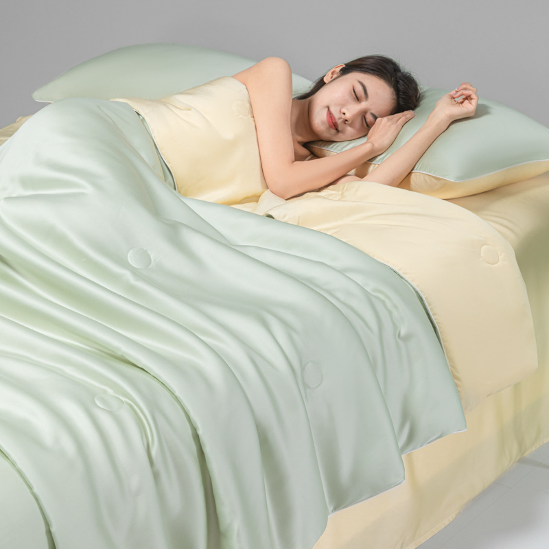 Picture of Class a Washed Ice Silk Summer Quilt Four-Piece Set of Summer Cool Quilt That Can Sleep Naked, Embroidered Air-Conditioned Quilt, Cool Silk Summer Thin Quilt