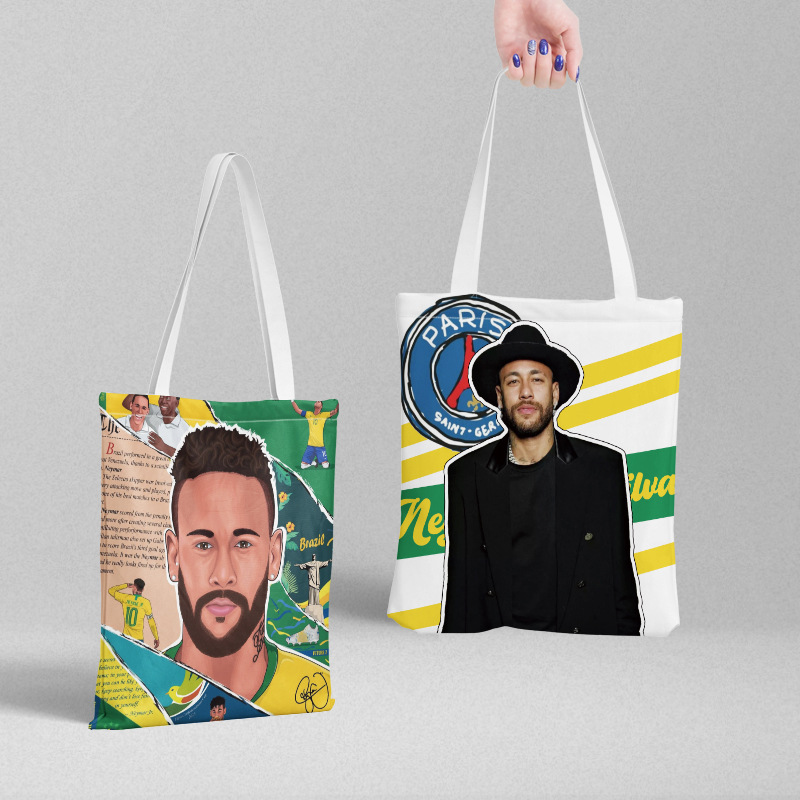 Neymar canvas bag 36x 39cm football star surrounding Korean student handbag shopping bag file bag