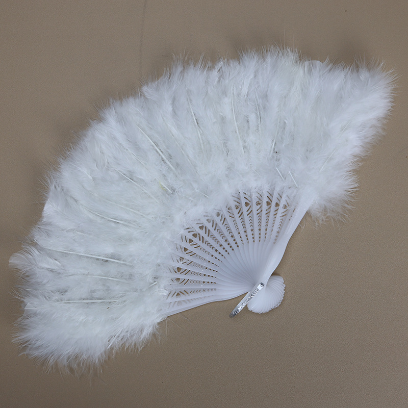 Picture of Wholesale full feather fan thickened feather feather fan stage performance props dance performance antique folding fan