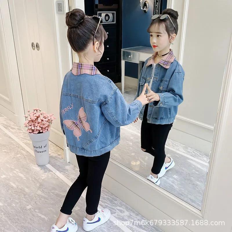 Girls' Spring and Autumn Denim Coat 2021 New Arrival Spring Western Style Mid-Big Children's Internet Celebrity Spring and Autumn Children's Top Fashionable