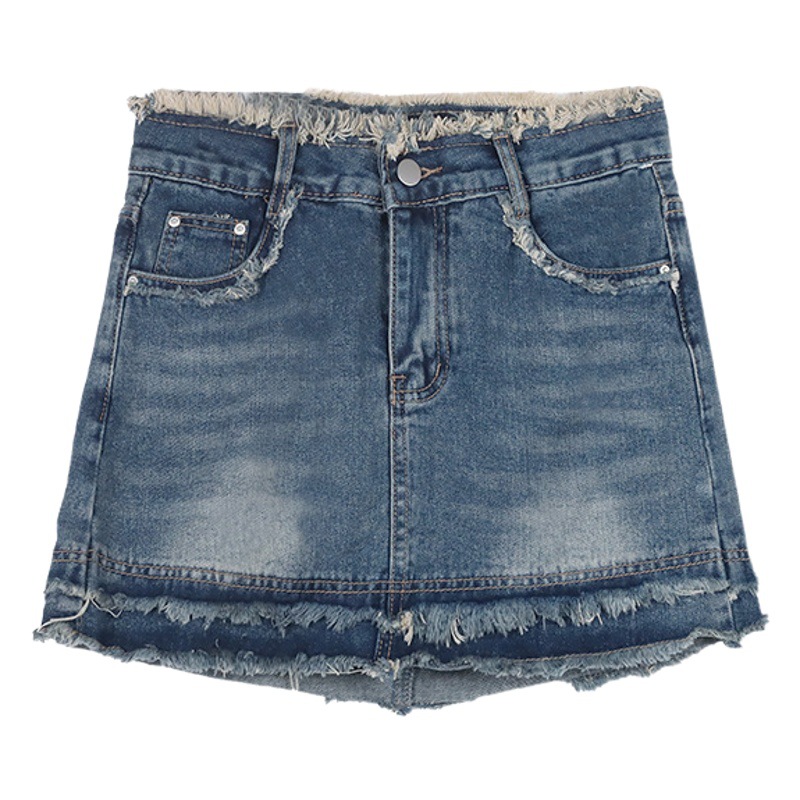 Rap Retro A- line Hip Skirt Design Skirt Women's Ins Summer New Internet Popular Niche High Waist Denim Short Skirt