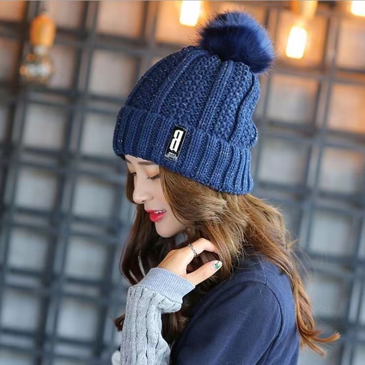Picture of Hat Women's Autumn and Winter Velvet Thickeneded Korean Style Versatile Warm Cycling Women's Knitted Cold-Proof Hat Ear Protection Hat