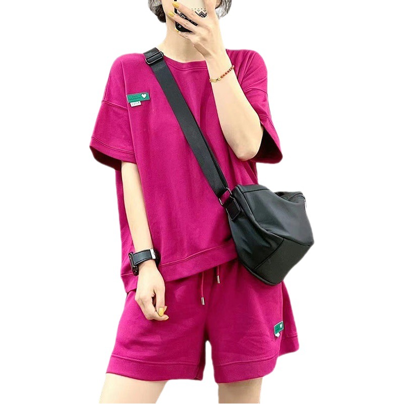Plus size suit casual sportswear women's 2023 Summer new western style fashion shorts two-piece set