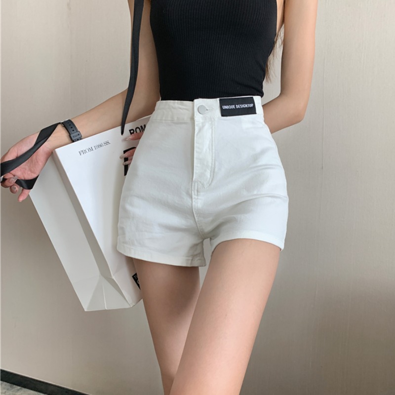 Picture of High-Waisted Denim Shorts for Women Summer 2021 New Elastic Tight Hip Lifting Tights for Small People to Wear Hot Pants