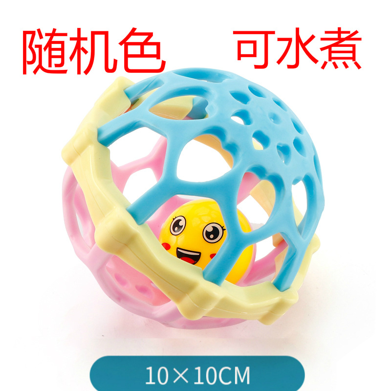 Picture of Boiled baby soft rubber ball dumbbell hand rattle toy 0-1 years old baby gripping gummy baby soothing