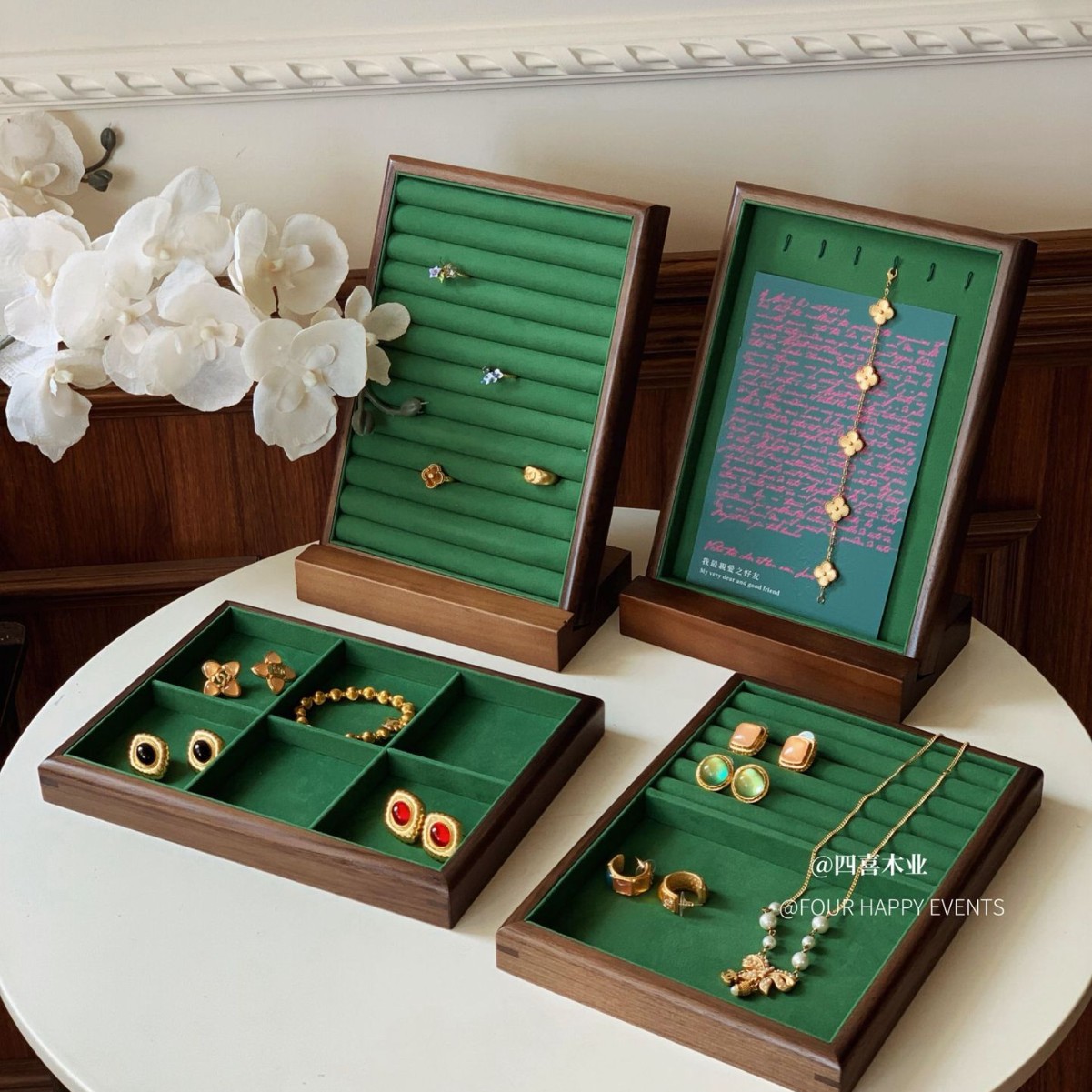 Picture of Sixi Wood Small Wholesale Jewelry Tray Walnut Jewelry Ring Necklace Storage Jewelry Display Rack Props
