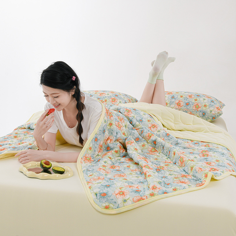 Picture of Super Soft Class a Cool Silk Air-Conditioning Quilt Summer Cool Quilt Single and Double Student Lunch Break Summer Quilt Kidsren's Thin Quilt Washable